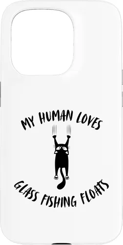 Vista 14 de iPhone 16 My Human Loves Glass Fishing Floats - Cat Parent Hobby Lover Case
