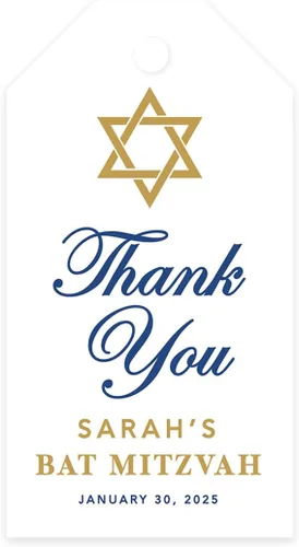 Vista 12 de Andaz Press Paquete de 60 etiquetas personalizadas de Bar/Bat Mitzvah con cuerda, etiquetas clásicas de regalo de agradecimiento Art Deco con foto