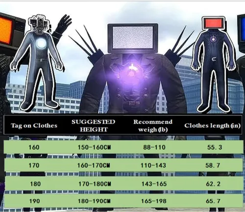 Vista 2 de Skibidi - Disfraz de inodoro para hombre de TV, camarógrafo, orador, mono para adultos, disfraz de Halloween o cosplay