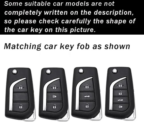 Vista 2 de ontto Funda para llave de automóvil compatible con llavero plegable Toyota, soporte de metal con patrón de carbono para Fortuner Tundra Camry RAV4