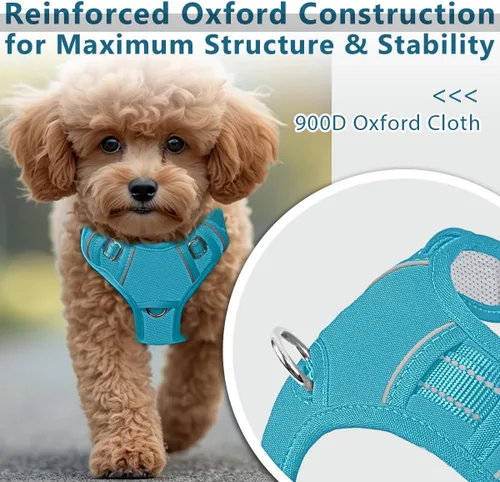 Vista 2 de BARKBAY Arnés Oxford sin tirones para perro con bolsillo para etiqueta de identificación, resistente, reflectante, fácil control para perros grandes