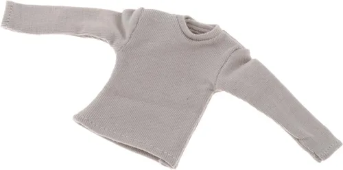 Vista 8 de Colaxi Camiseta de manga larga con figura de hombre a escala 1/12, ropa de muñeca en miniatura para figura de 6 pulgadas, color negro