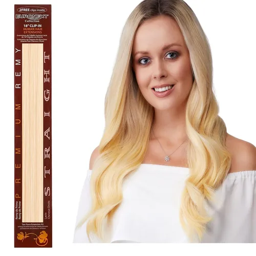 Vista 9 de Extensiones de cabello con clip, 100% cabello humano Remy, 14 pulgadas, lacio, rizado, negro