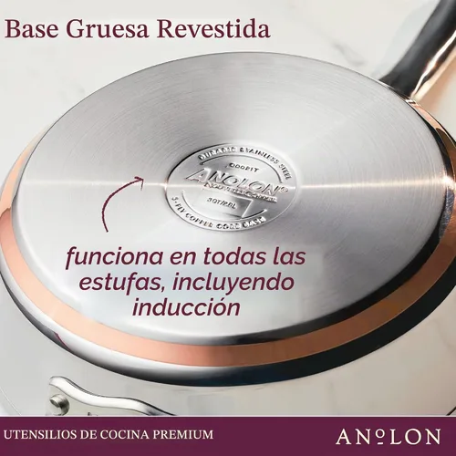 Vista 6 de Anolon Acero inoxidable y aluminio anodizado duro, juego de utensilios de cocina (11 piezas)