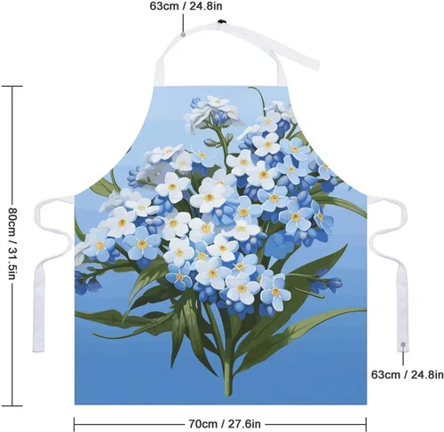Vista 2 de MUSM Do Not Forget Me Apron，Classic Vintage Funny with Pockets Aprons,Adjustable Bib Waterdrop Resistant for Kitchen Cooking Restaurant BBQ Painting