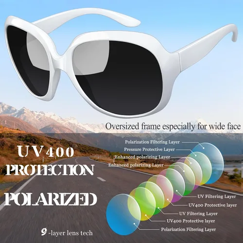 Vista 198 de Joopin Lentes de sol de gran tamaño para mujer, polarizados, grandes, para conducción, protección UV, grandes sombras