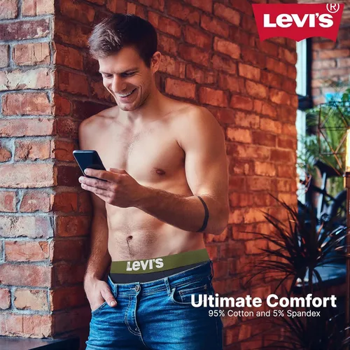 Vista 3 de Levi's Ropa interior para hombre, paquete de 7 calzoncillos tipo bóxer para hombre de algodón elástico