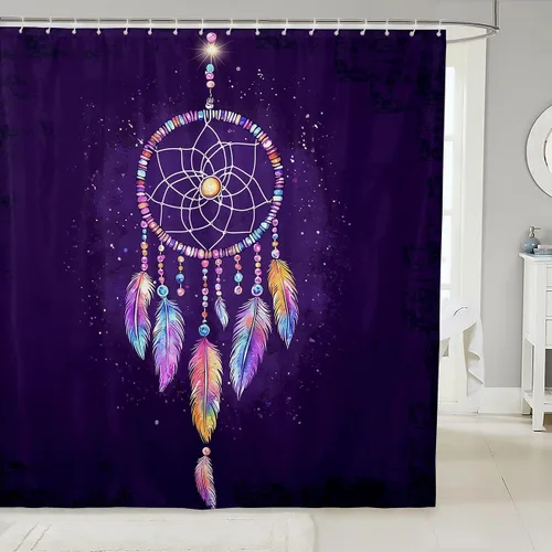 Vista 17 de Cortina de baño con temática del universo cósmico de galaxia, juego de cortina de ducha de cielo nocturno estrellado para niños y adultos, cortina
