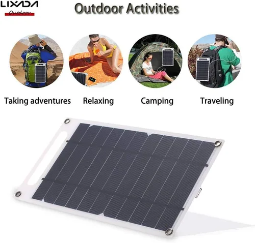 Vista 3 de Lixada Cargador de panel solar Puerto USB portátil de alta potencia en forma de papel monocristalino de silicona para teléfono celular Camping