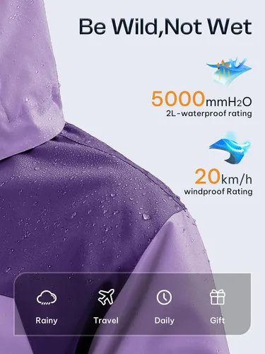 Vista 2 de Chaqueta impermeable para mujer, ligera, para exteriores, con capucha extraíble