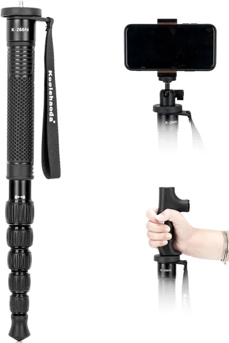 Vista 10 de Koolehaoda Monopod de cámara de 61", aluminio 6-Sección portátil de viaje Negro