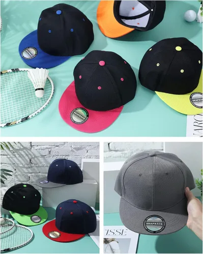 Vista 5 de 15 Pack Snapback Hats for Men Hip Hop Style Hats Solid Baseball Hats Adjustable Snapback Cap Flat Brim Baseball Caps