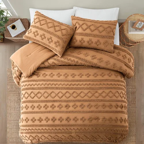 Vista 42 de Oli Anderson Juego de Edredón Beige Queen Acolchado Juego de Ropa de Cama Queen 3 Piezas, Edredón Boho Shabby Chic con 2 Fundas de Almohada
