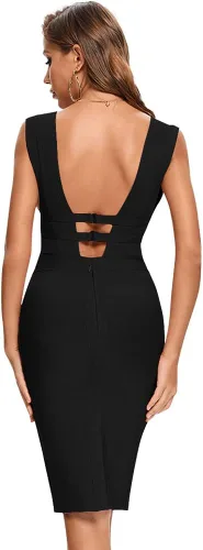 Vista 3 de BEAUKEY Vestido sexy con cuello en V HLBandage Bodycon hueco