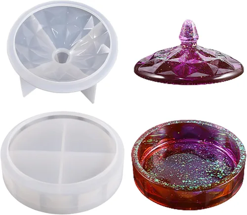 Vista 3 de Molde de silicona para tarro con tapa, caja de almacenamiento de silicona apilable de varias capas para fundición de resina epoxi, caja