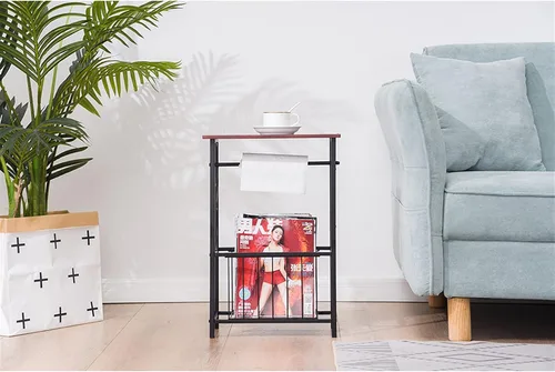 Vista 2 de Mesa auxiliar, mesa auxiliar para sofá y cama, mesa auxiliar multifuncional para interiores, mesa auxiliar de noche, mesita de noche para espacios