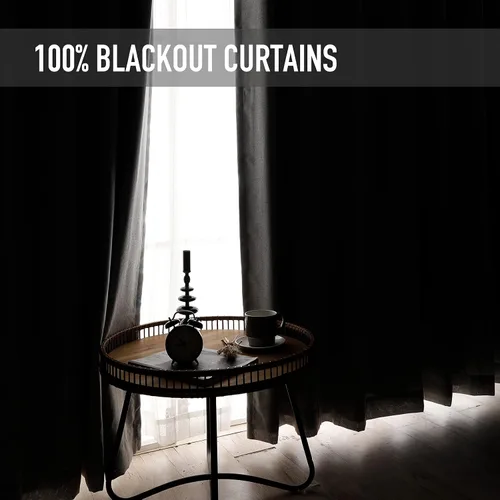 Vista 2 de Cortinas 100 % Blackout Shield para puerta corredera, cortinas extra anchas de 63 pulgadas de largo, cortinas con ojales para puerta de patio, 50 "x