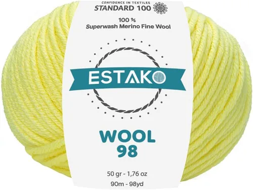 Vista 29 de Estako Wool 98 (paquete de 4 madejas) 100% lana merino superwash lana merino de peso medio suave hilo para tejer y ganchillo (4 x 1.76 onzas)
