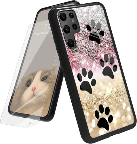 Vista 112 de Funda para Samsung Galaxy A12 5G con protector de pantalla, parte trasera de vidrio templado + TPU de silicona suave que absorbe los golpes