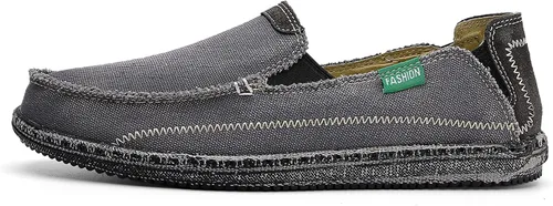 Vista 3 de JAMONWU Zapatos de lona para hombre sin cordones antideslizantes informales planos para exteriores mocasines casuales