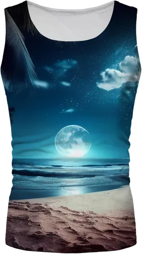 Vista 3 de Guolarizi Hombres Moda Primavera Verano Casual Sin Mangas O Cuello Impreso Tank Tops Blusa Camisas Grandes y Alto Camisetas