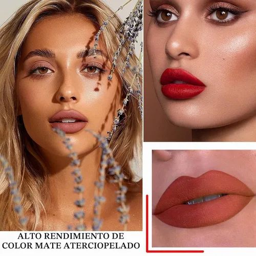 Vista 6 de Juego de 18 pastillas de cápsula de lápiz labial, mini juego de lápices labiales de maquillaje mate, de larga duración, impermeable, lindo, lápiz