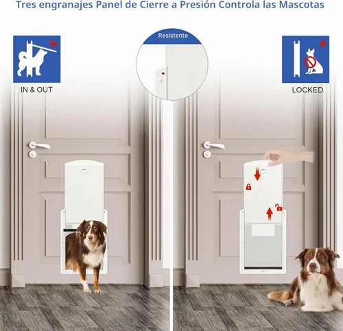 Vista 4 de [Classicmacher] Puerta para perros grandes, puerta de marco blanco para perros grandes, puerta de plástico fuerte para perros y mascotas grandes