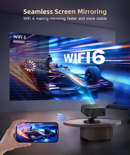 Vista 7 de 1500ANSI Google TV Proyector inteligente, enfoque automático y Keystone, con soporte For Office Presentations, Classroom Teaching, Outdoor Camping