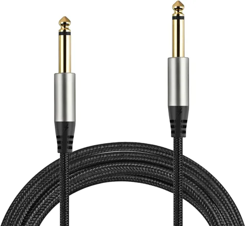 Vista 2 de Paquete de 2 cables de guitarra de 1/4 de pulgada con conector TS recto de 0.249 in (16 pies-2 unidades)