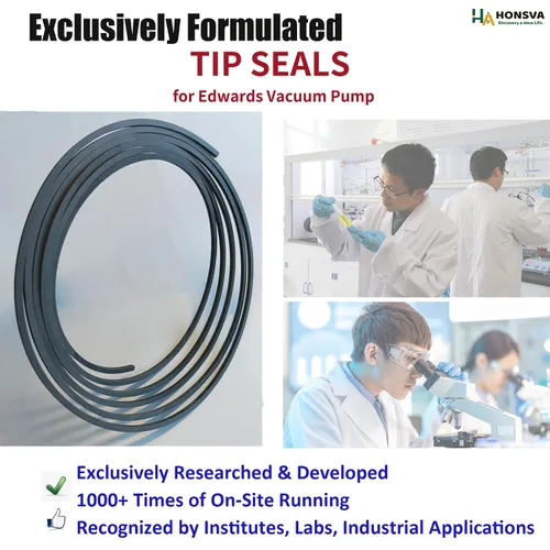 Vista 3 de Tip Seal Service para bombas de desplazamiento seco Edwards XDS5, material de teflón formulado, alternativa para A72601805, gris oscuro, un juego
