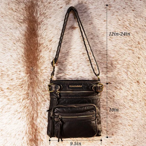 Vista 3 de Montana West Crossbody Bag for Women Soft Washed Leather Multi Pocket Shoulder Purses