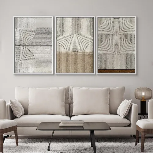 Vista 456 de SIGNWIN Lienzo enmarcado para pared, juego de arte neutro de bosque brumoso, ilustraciones en tono tierra, arte moderno, decorativo, bohemio