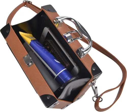 Vista 5 de QZUnique Bolso de hombro en forma de cinta con grabador de radio PU Crossbody bolso de noche retro para mujer, bolso de mano