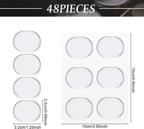 Vista 2 de eBoot 48 amortiguadores de tambor, geles de luna para tambores, almohadillas de gel de silicona silenciadoras suaves para control de tono