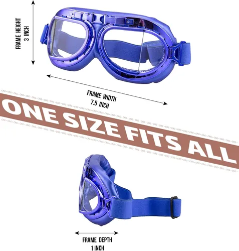 Vista 5 de CRG Sports Gafas de motocicleta estilo aviador, piloto, crucero, scooter, gafas de motocross para hombre, mujer, adulto