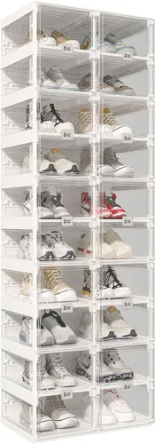 Vista 12 de ANTBOX Zapatero plegable, organizador de zapatos para armario, caja de almacenamiento de zapatos de plástico que ahorra espacio para la entrada