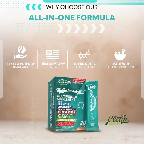 Vista 7 de Polvo de Musgo Marino Baya de Saúco Ashwagandha Chlorella Miel de Manuka VitaminaD3 Vitamina C Zinc Espirulina Yodo Verdes Detox Apoyo Inmune Sin