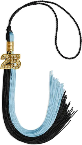 Vista 77 de Endea Graduation Borla de doble color con dije dorado (negro/oro brillante, 2022)