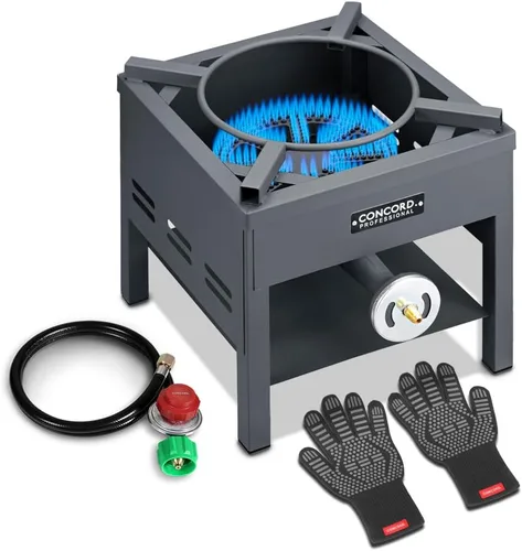 Vista 10 de Concord Profesional Quemador de Wok de Ciclones Único con Soporte. Hasta 100,000 BTU. Excelente para Cerveza Casera, Wok Salteado, Pavo, Etc. (33 cm)