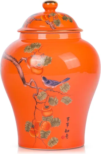Vista 12 de Tarro de jengibre chino con tapa, estilo antiguo, decoración del hogar, retro, flores de porcelana azul y blanca, jarrón cubierto de cerámica, Tarro