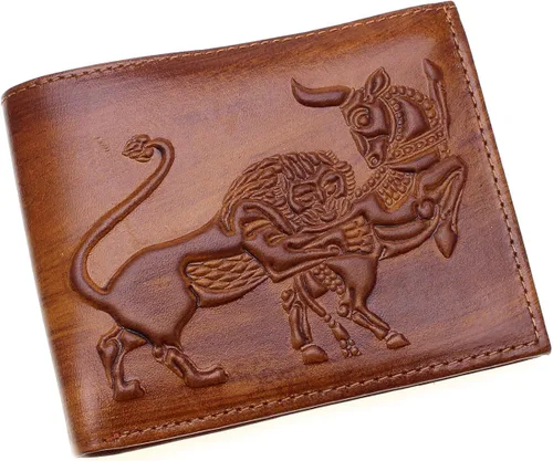 Vista 2 de Asoodehdelan - Cartera de piel auténtica Farvahar con alas de león para hombres