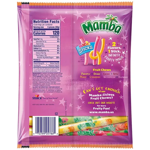 Vista 2 de Needzo Mamba - Surtido de dulces masticables tropicales, tiras de frutas y palitos, golosinas saborizadas envueltas individualmente, paquete de 3