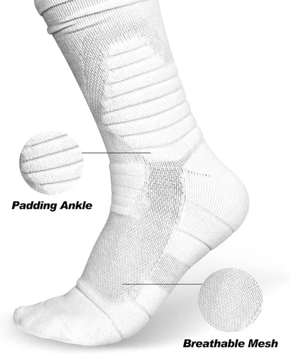 Vista 3 de Finerview Scrunch - Calcetines de fútbol de 2 pares, calcetines deportivos acolchados extra largos para hombres y mujeres