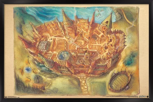 Vista 8 de Trends International The Wizarding World: Harry Potter - Póster de pared con mapa de Hogwarts, 14.725 x 22.375 pulgadas, versión enmarcada de madera