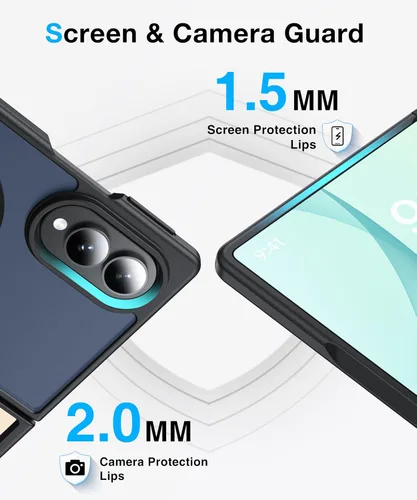 Vista 5 de NO.1 Magnetic for Samsung Galaxy Z Fold 8 Case with MagSafe Black [Military Grade Drop Tested][Translucent Matte][Anti-Fingerprint] Soft Silicone