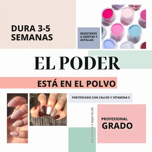 Vista 3 de Revel Nail Polvo de inmersión, esmalte de uñas de polvo nude, polvo de inmersión resistente a las virutas con vitamina E y calcio, manicura