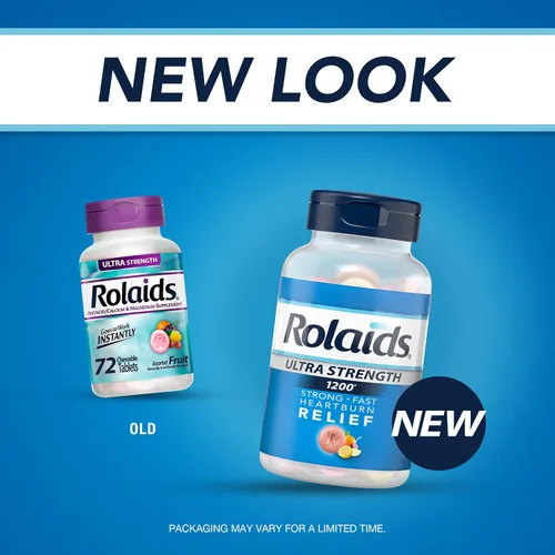 Vista 3 de Rolaids Tabletas masticables antiácidos ultra fuertes, frutas surtidas, 72