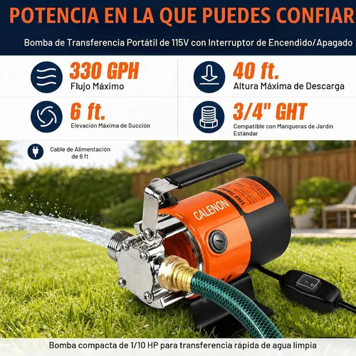 Vista 2 de Bomba de transferencia de agua 115V, bomba eléctrica de 330 GPH