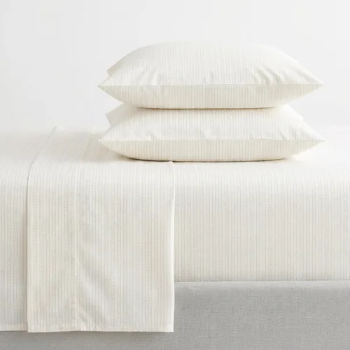 Vista 13 de Martha Stewart - Juego de sábanas tamaño individual con sábana bajera y funda de almohada, ropa de cama de percal de algodón con una sensación