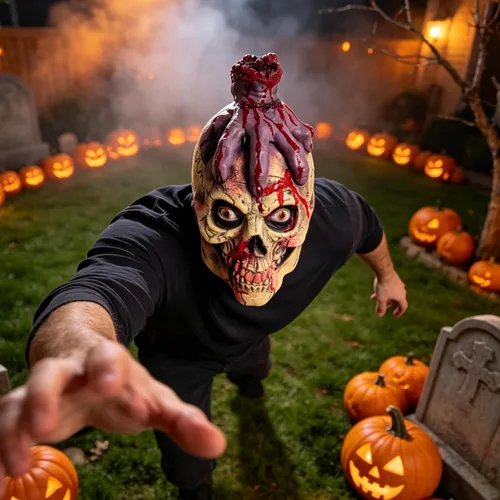 Vista 6 de Máscara de calavera de mano para adultos, disfraz de zombi